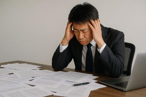 頭を抱える男性の写真