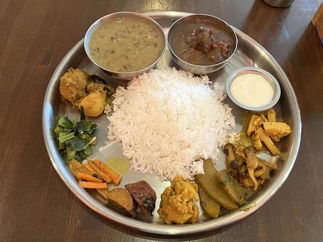 ネパールカレー定食 ダルバート,ダルバートスペシャル,アジア飯の写真素材