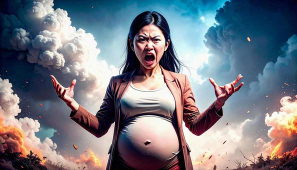 怒り狂う妊婦 怒り狂う妊婦の写真