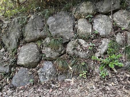 山中の古い空石積み擁壁 擁壁,空石積み,土留めの写真素材