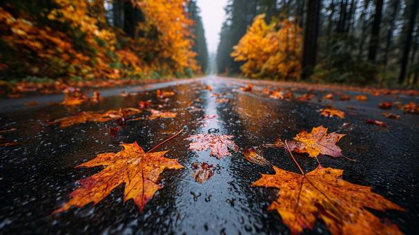 深まる秋の森の道 深まる秋の森の道の写真