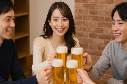 合コンで乾杯する女性・飲み会・恋活・仲間 合コンで乾杯する女性・飲み会・恋活・仲間の写真