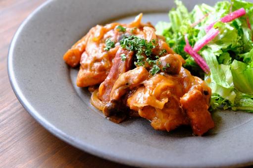 Chicken stewed in tomato sauce, JPG
