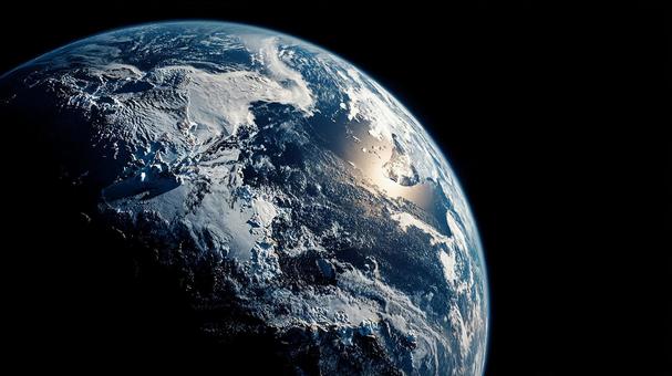 宇宙から見た地球の壮大な眺め:雪山と雲 宇宙から見た地球の壮大な眺め:雪山と雲の写真