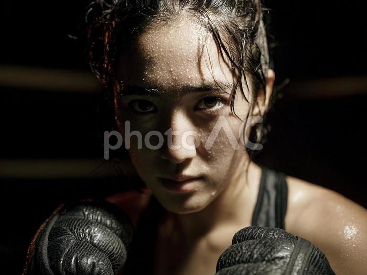 挑戦する表情の女性 挑戦,打破,女性の写真素材