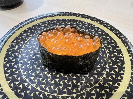 新鮮で美味しそうないくらの軍艦巻き いくら,握り,寿司の写真素材