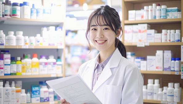 笑顔で働く薬剤師 笑顔で働く薬剤師の写真