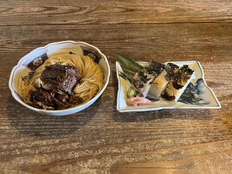 焼鯖そうめん　焼鯖寿司 鯖,そうめん,寿司の写真素材