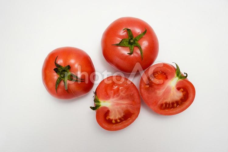 トマト（中玉）白背景　野菜 トマト,とまと,野菜の写真素材