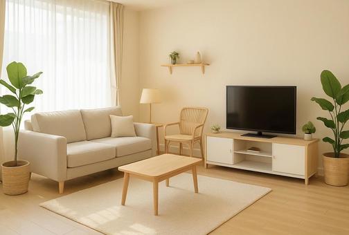 日差しの入るリビングルーム 日差しの入るリビングルームの写真