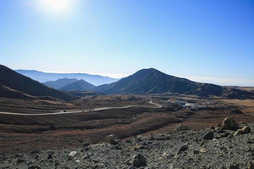 熊本県阿蘇市　阿蘇山火口の風景 阿蘇山,阿蘇山火口,山の写真素材