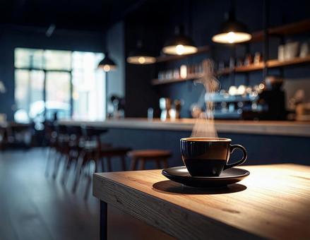 薄暗いカフェの店内 薄暗いカフェの店内の写真