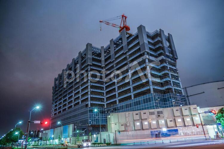 横浜・みなとみらいの高層ビル建設現場 建設現場,みなとみらい,横浜の写真素材
