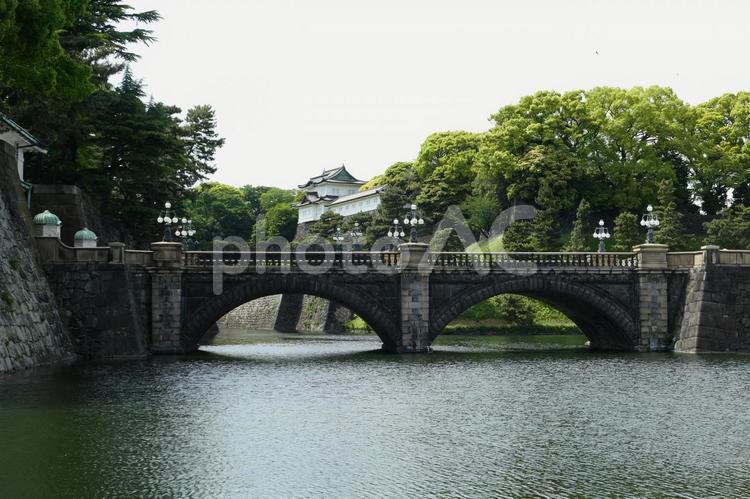 二重橋と伏見櫓 二重橋,伏見櫓,皇居の写真素材
