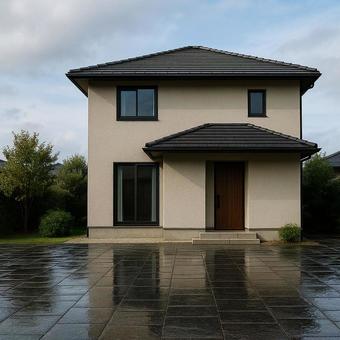 雨上がりの戸建て住宅 雨上がりの戸建て住宅の写真