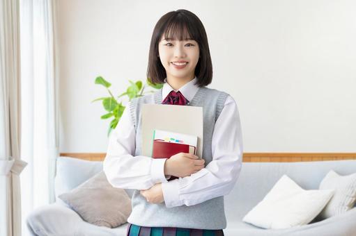 受験生・制服姿の女子高校生 受験生,受験,高校生の写真素材