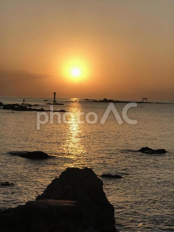 葉山の夕暮れ② 日暮れ,暁,太陽の写真素材