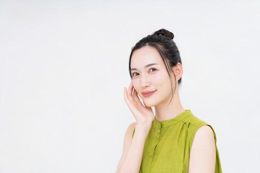若い女性のビューティ 若い女性のビューティ スキンケア,美容,女性の写真素材