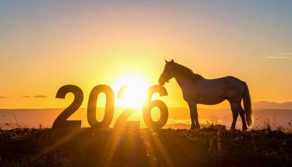 2026の文字と馬 2026の文字と馬の写真