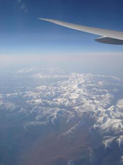 飛行機から見た景色 上空,雲,飛行機の写真素材