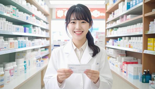 笑顔で働く薬剤師 笑顔で働く薬剤師の写真