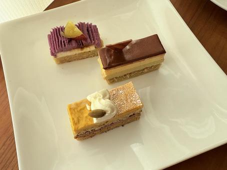 秋のミニケーキ3種セット 秋のミニケーキ3種セット スイーツ,ケーキ,デザートの写真素材