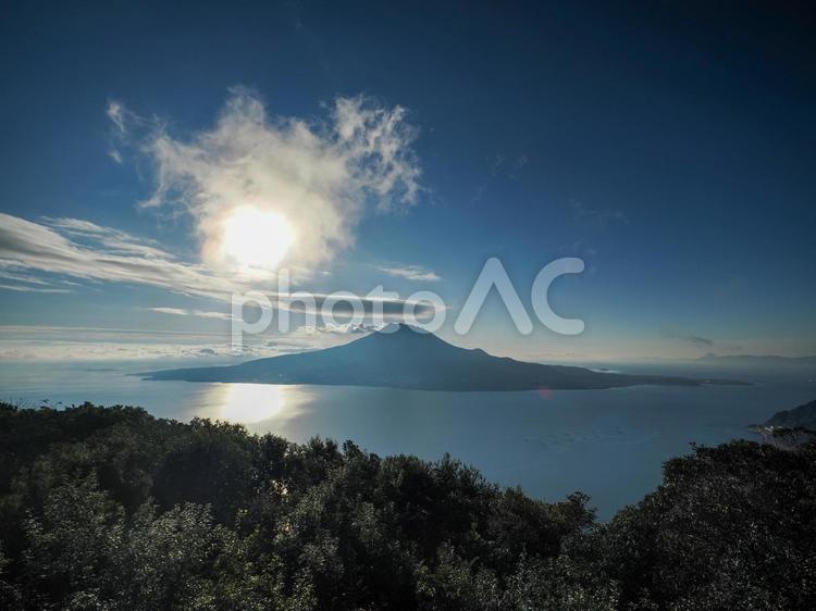 桜島のある風景 鹿児島,鹿児島県,火山の写真素材
