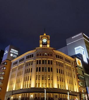 東京 銀座(夜) 東京 銀座(夜) 建物,東京,銀座の写真素材