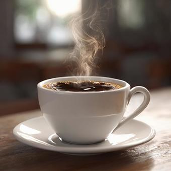 窓から光が差し込むカフェのコーヒー 窓から光が差し込むカフェのコーヒーの写真