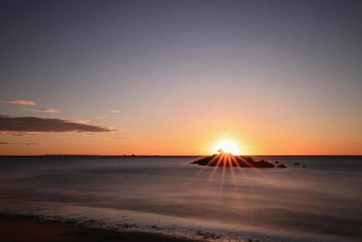 福岡県 野北海岸夕陽 福岡県 野北海岸夕陽の写真