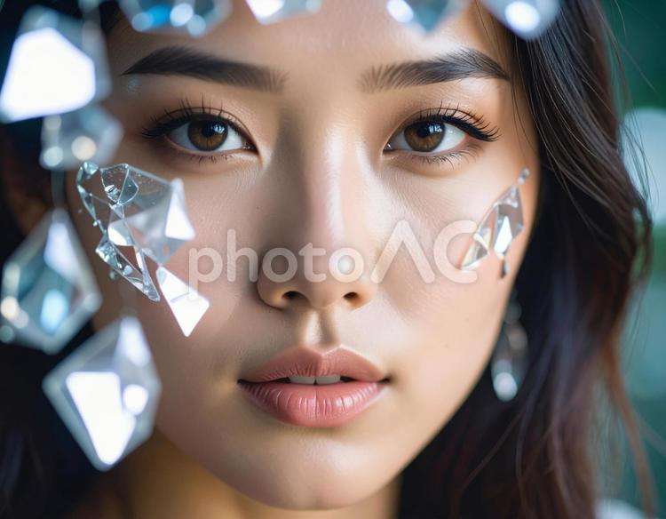 クリスタルと女性 女性,スキンケア,人物の写真素材