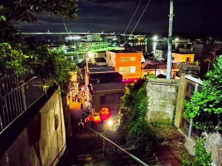 夜の「百段階段」(小桜姫坂) 三浦市三崎 百段階段,小桜姫坂,夜の写真素材