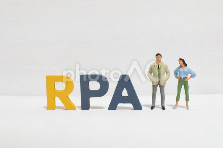 RPAの文字とビジネスマン③ rpa,ロボティックプロセスオートメー,自動化の写真素材