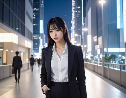 帰宅するOLの写真