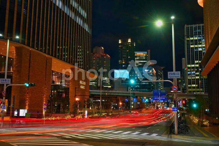 赤い河。 夜景,夜,ライトアップの写真素材
