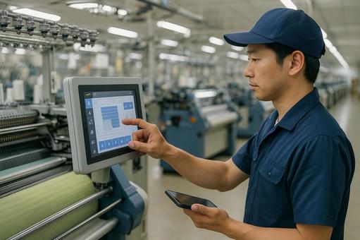 産業用編み機制御 繊維工場タッチパネル式 産業用編み機制御 繊維工場タッチパネル式の写真