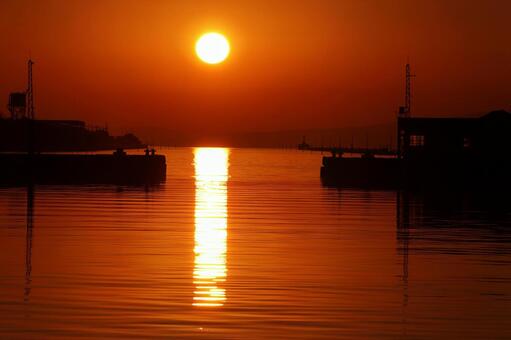 福岡県大牟田市の三池港の「光の航路」 光の航路,福岡県,大牟田市の写真素材