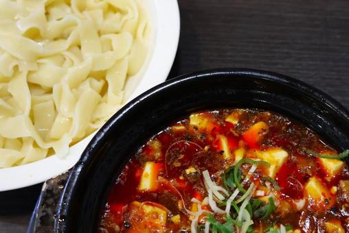 Sichuan Chen Mapo Tofu Dipping Noodles at a Chinese Restaurant, JPG