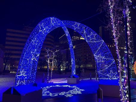 札幌駅 札幌駅 ライトアップ,街の灯り,札幌の写真素材