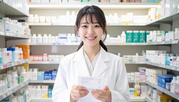笑顔で働く薬剤師 笑顔で働く薬剤師の写真