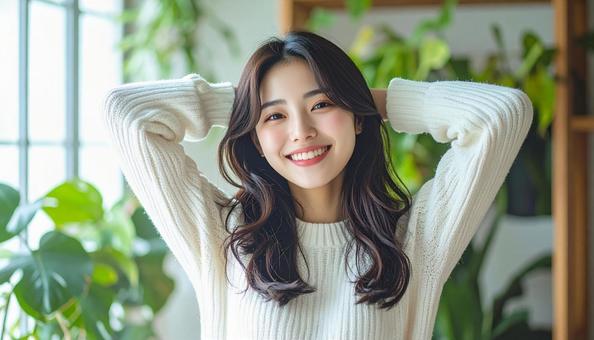 明るく前向きな笑顔の日本人美人モデル 明るく前向きな笑顔の日本人美人モデルの写真