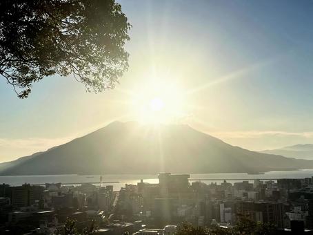 桜島　朝日の写真