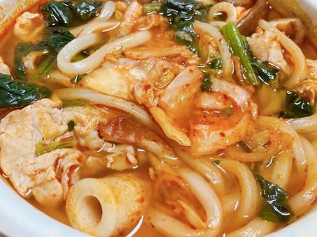 ちくわ入りキムチチゲうどん うどん,グルメ,食べ物の写真素材