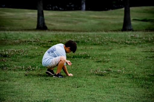 <素材>素手で虫取りをする男の子 <素材>素手で虫取りをする男の子 子供,昆虫採集,虫取りの写真素材