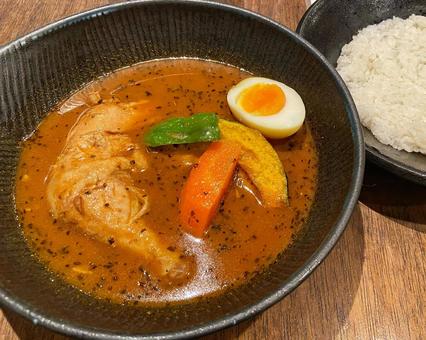 スープカレーとライスの盛り付け スープカレー,カレー,ライスの写真素材