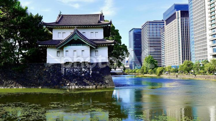 東京都皇居の桜田門 皇居,桜田門,春の写真素材