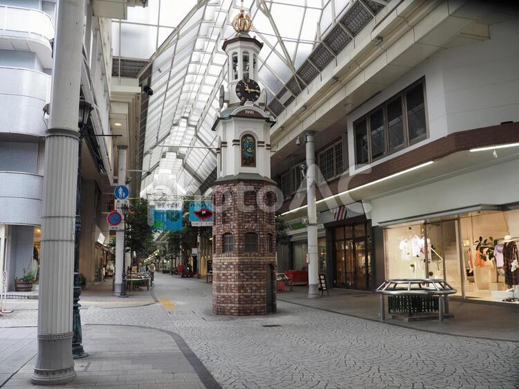 岡山表町商店街の時計台 商店街,岡山,岡山市北区の写真素材