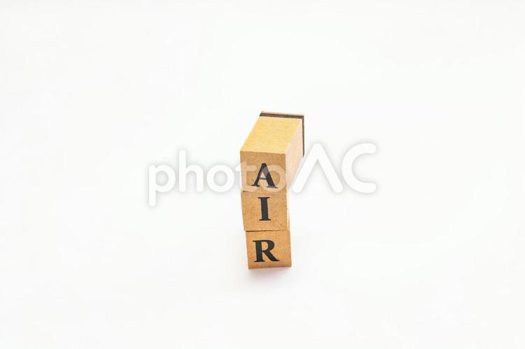 木のブロックの英単語　AIR air,ブロック,木ブロックの写真素材