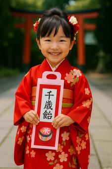 七五三おめでとう 7歳の女の子の記念写真 七五三おめでとう 7歳の女の子の記念写真の写真