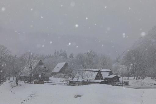 雪國（白川郷） 白川郷,雪景色,風景の写真素材